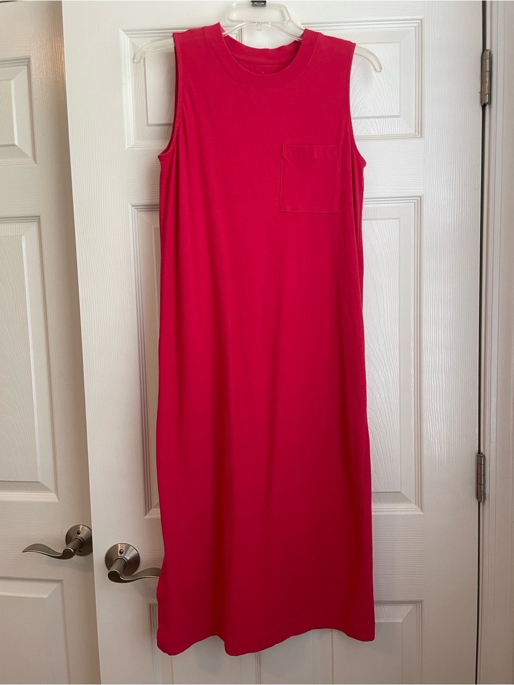 Everlane Sleeveless Hot Pink T-Shirt Dress with Chest Pocket